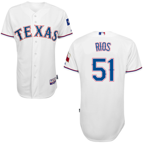Alex Rios #51 MLB Jersey-Texas Rangers Men's Authentic Home White Cool Base Baseball Jersey